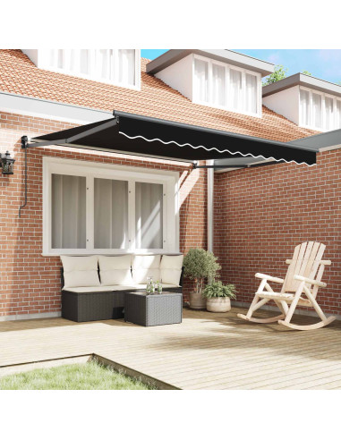 Tenda Retrattile Nero 350 x 250 cm Poliestere e Alluminio
