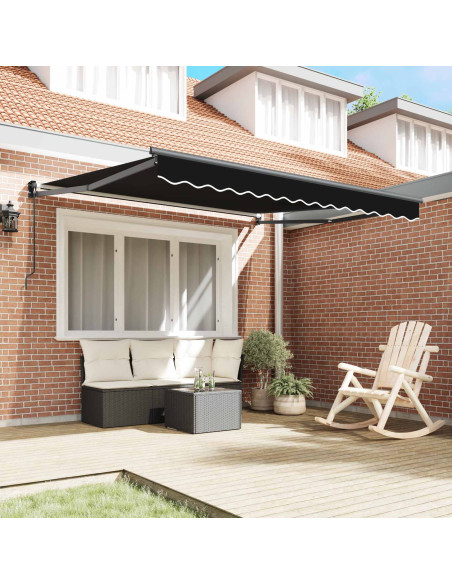 Tenda Retrattile Nero 350 x 250 cm Poliestere e Alluminio
