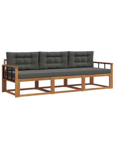 Set di divani da esterno con cuscino 3 pcs Naturale e Antracite