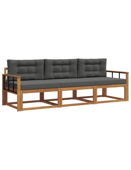 Set di divani da esterno con cuscino 3 pcs Naturale e Antracite