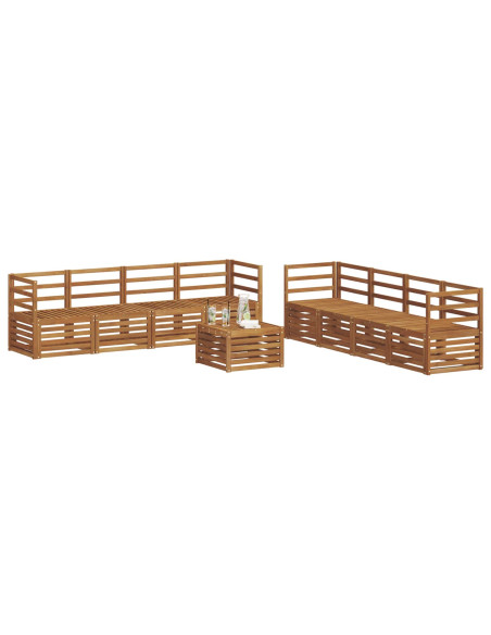 Set divani 9 pcs Naturale Legno di Acacia Massello
