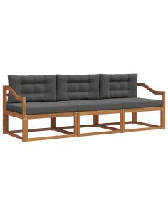 Set di divani da esterno con cuscino 3 pcs Naturale e Antracite 2