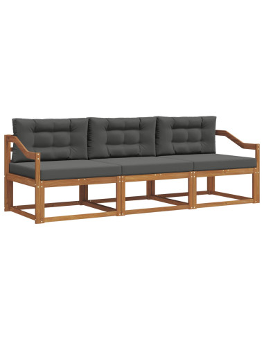 Set di divani da esterno con cuscino 3 pcs Naturale e Antracite