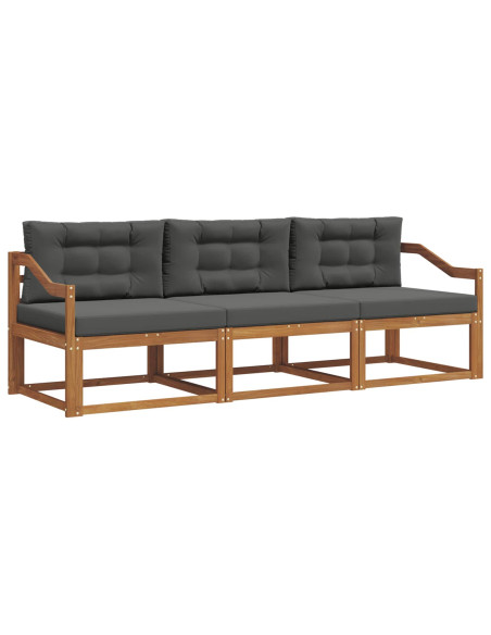 Set di divani da esterno con cuscino 3 pcs Naturale e Antracite