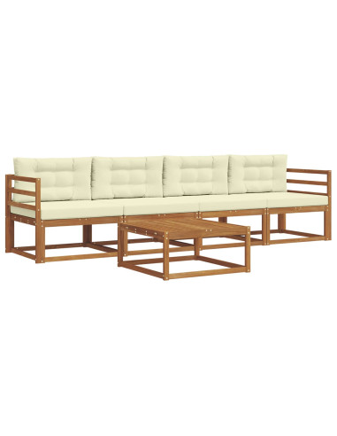 Set di divani da esterno con cuscino 5 pcs Naturale e Crema