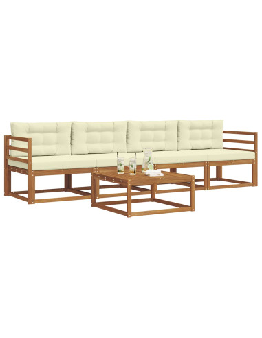 Set di divani da esterno con cuscino 5 pcs Naturale e Crema