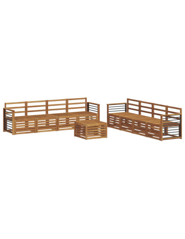 Set divani 9 pcs Naturale Legno di Acacia Massello