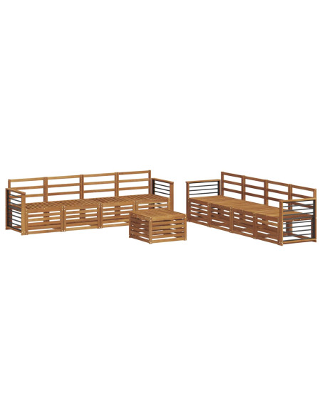 Set divani 9 pcs Naturale Legno di Acacia Massello