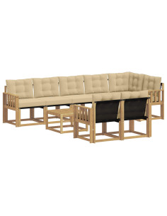 Set di divani da esterno con cuscino 9 pcs Bianco e Beige 2