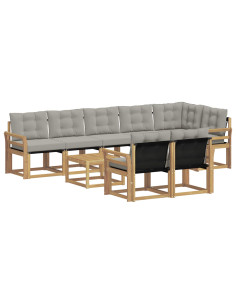 Set di divani da esterno 9 pcs Bianco e Grigio Chiaro 2