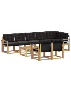 Set di divani da esterno con cuscino 9 pcs Bianco e Nero 2