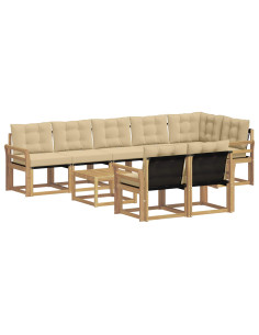 Set di divani da esterno con cuscino 9 pcs Bianco e Beige 2