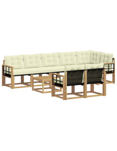 Set di divani da esterno con cuscino 9 pcs Bianco e Crema 2