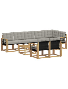 Set di divani da esterno 9 pcs Bianco e Grigio Chiaro 2
