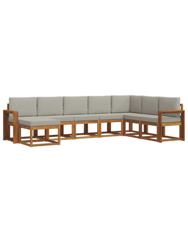 Set di divani con cuscino 8 pcs Grigio Naturale e Chiaro