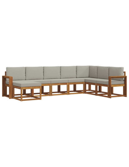 Set di divani con cuscino 8 pcs Grigio Naturale e Chiaro