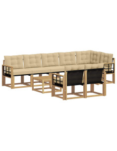 Set di divani da esterno con cuscino 9 pcs Bianco e Beige 2