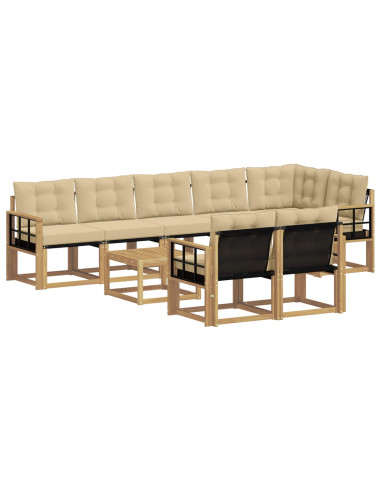 Set di divani da esterno con cuscino 9 pcs Bianco e Beige
