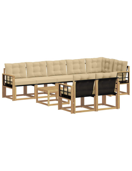 Set di divani da esterno con cuscino 9 pcs Bianco e Beige
