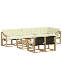 Set di divani da esterno con cuscino 9 pcs Bianco e Crema 2
