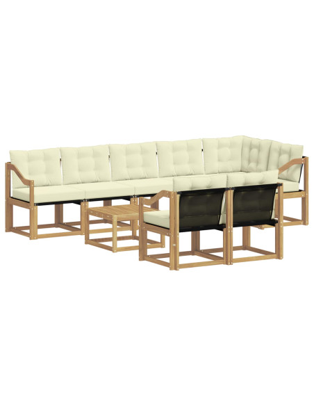Set di divani da esterno con cuscino 9 pcs Bianco e Crema