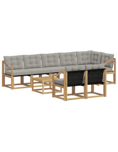 Set di divani da esterno 9 pcs Bianco e Grigio Chiaro 2