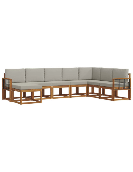 Set di divani con cuscino 8 pcs Grigio Naturale e Chiaro