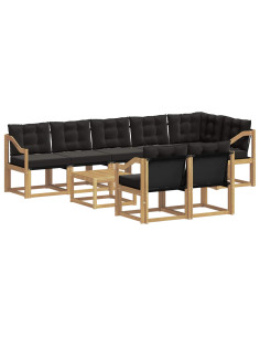 Set di divani da esterno con cuscino 9 pcs Bianco e Nero 2