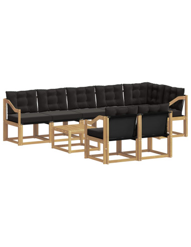 Set di divani da esterno con cuscino 9 pcs Bianco e Nero