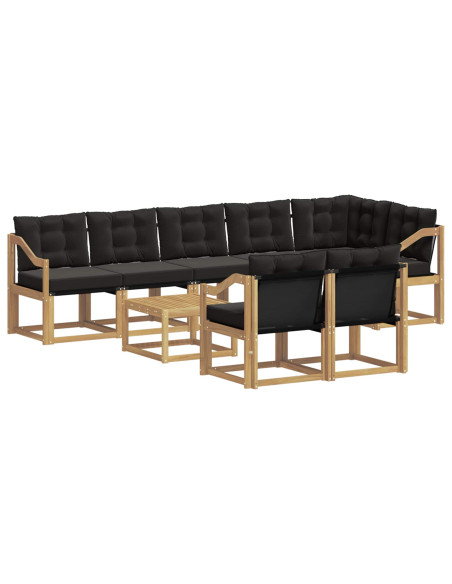 Set di divani da esterno con cuscino 9 pcs Bianco e Nero