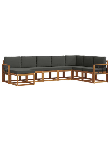 Set di divani con cuscino 8 pcs Naturale e Antracite