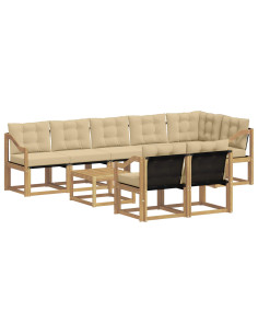 Set di divani da esterno con cuscino 9 pcs Bianco e Beige 2