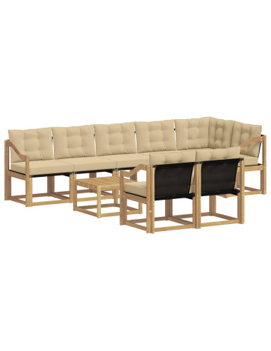Set di divani da esterno con cuscino 9 pcs Bianco e Beige