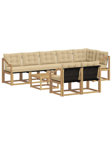 Set di divani da esterno con cuscino 9 pcs Bianco e Beige
