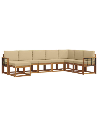 Set di divani con cuscino 8 pcs Naturale e Beige