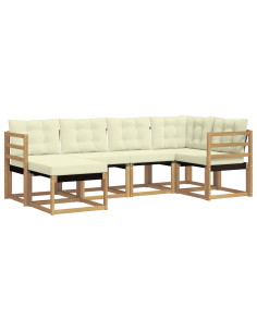 Set di divani da esterno con cuscino 6 pcs Bianco e Crema 2