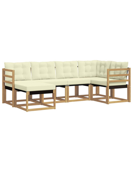 Set di divani da esterno con cuscino 6 pcs Bianco e Crema