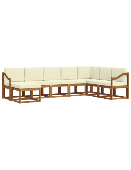Set di divani 8 pcs Naturale e Crema Legno di Acacia Massello