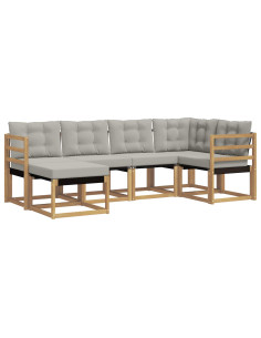 Set di divani da esterno 6 pcs Bianco e Grigio Chiaro 2