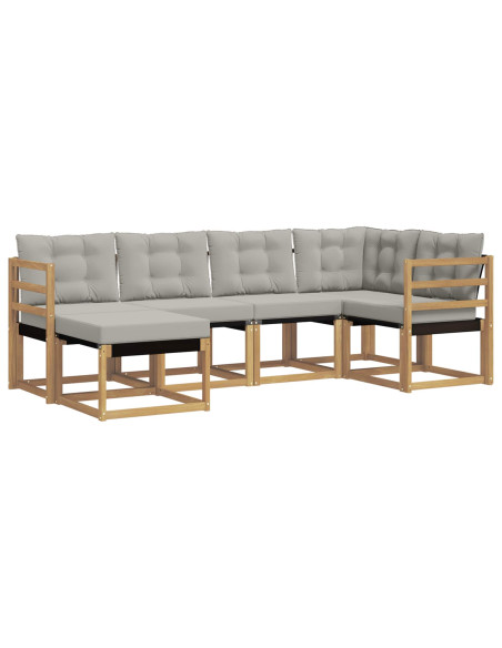 Set di divani da esterno 6 pcs Bianco e Grigio Chiaro