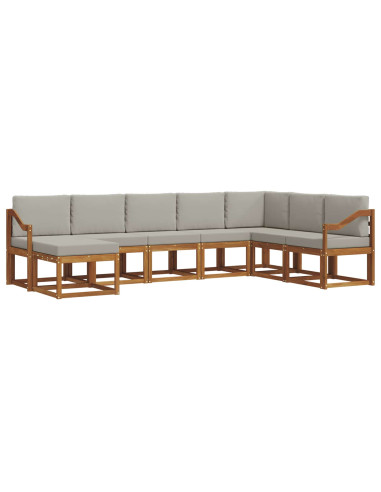 Set di divani con cuscino 8 pcs Grigio Naturale e Chiaro
