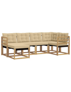 Set di divani da esterno con cuscino 6 pcs Bianco e Beige 2