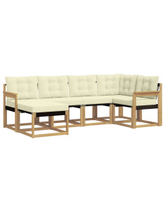 Set di divani da esterno con cuscino 6 pcs Bianco e Crema 2