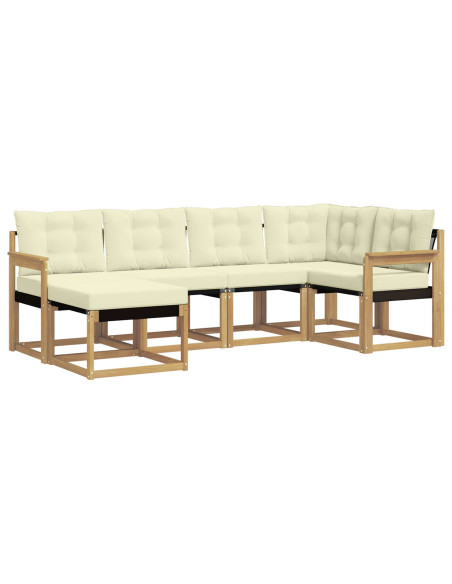 Set di divani da esterno con cuscino 6 pcs Bianco e Crema