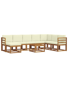 Set di divani con cuscino 9 pcs Naturale e Crema 2