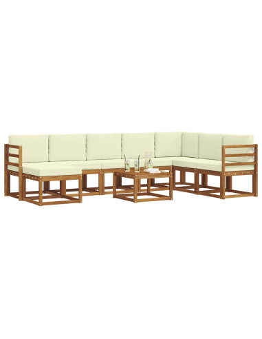 Set di divani con cuscino 9 pcs Naturale e Crema