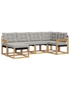 Set di divani da esterno 6 pcs Bianco e Grigio Chiaro 2