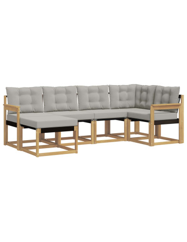 Set di divani da esterno 6 pcs Bianco e Grigio Chiaro