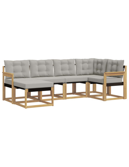 Set di divani da esterno 6 pcs Bianco e Grigio Chiaro
