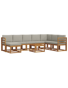 Set di divani con cuscino 9 pcs Grigio Naturale e Chiaro 2